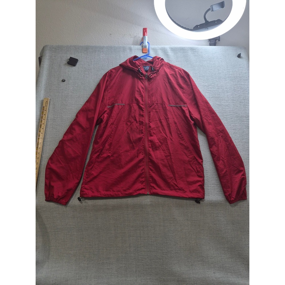 Vos Sports Windbreaker Jacket Mens Large Red Waterproof Casual Outdoor Full Zip